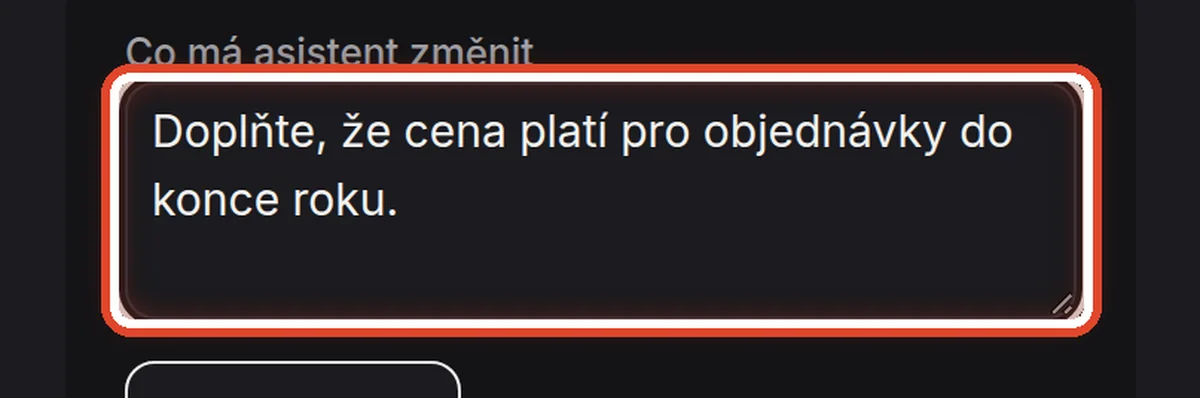 Detail — Napište, co má asistent změnit
