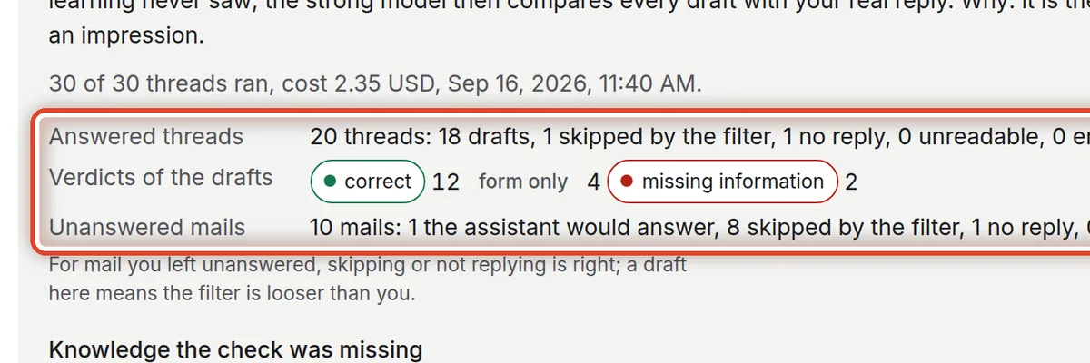 Close up — Read the result of the check