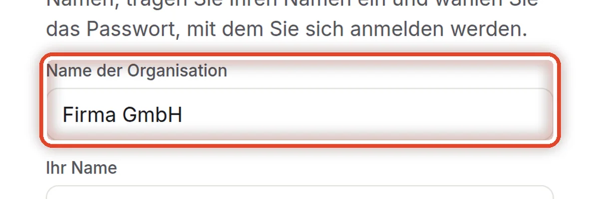 Nahaufnahme – Den Link zum Anlegen öffnen