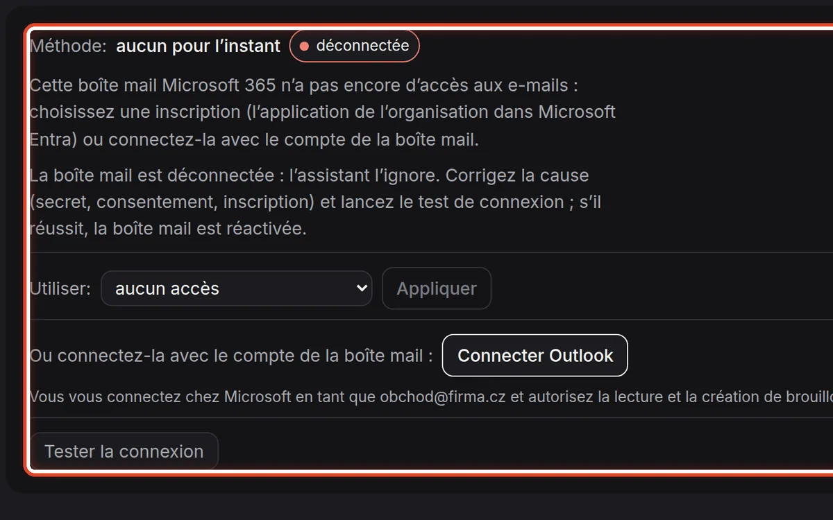 Gros plan – Ou connecter avec le compte