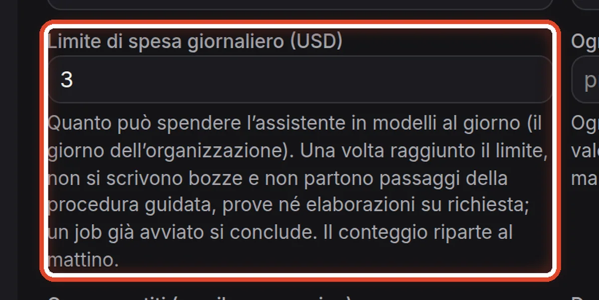 Da vicino – Limite di spesa giornaliero