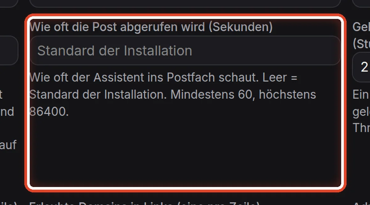 Nahaufnahme – Wie oft die Post abgerufen wird
