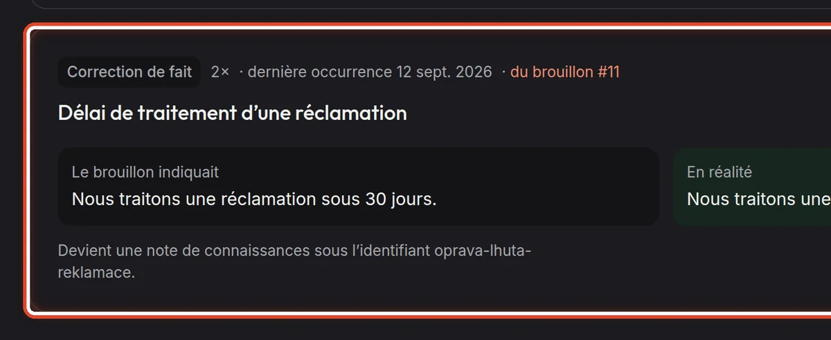 Gros plan – Une correction de fait