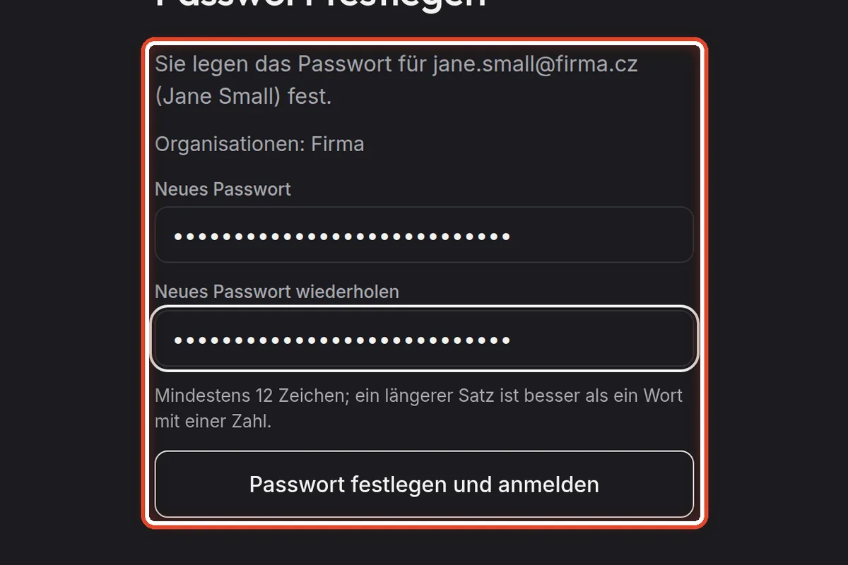 Nahaufnahme – Ein neues Passwort festlegen