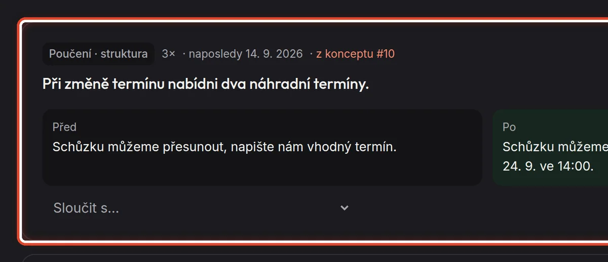Detail — Návrh poučení