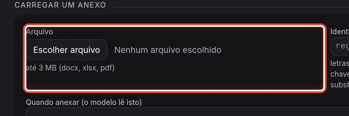 De perto – Carregar um anexo: o arquivo