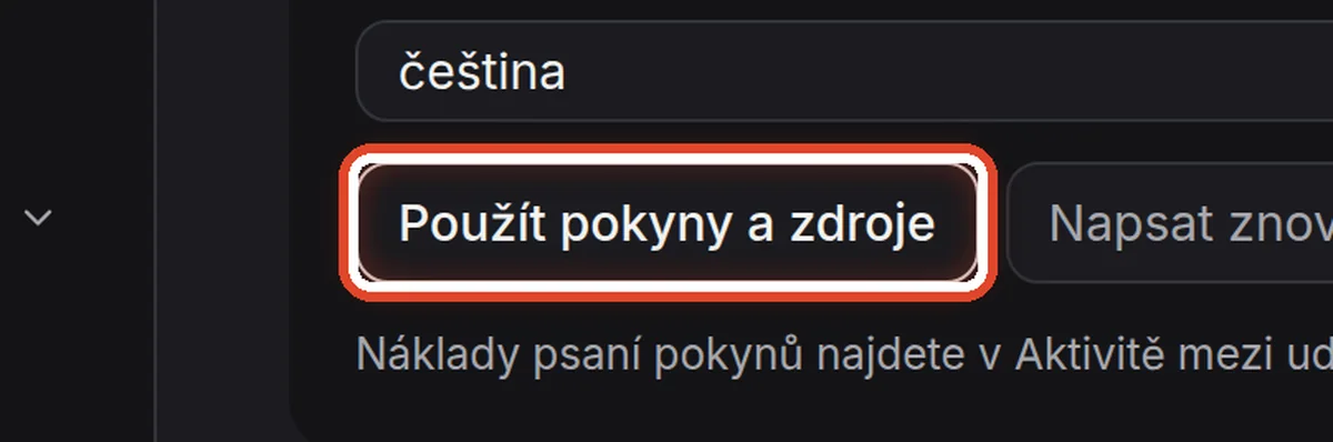 Detail — Použijte nové pokyny