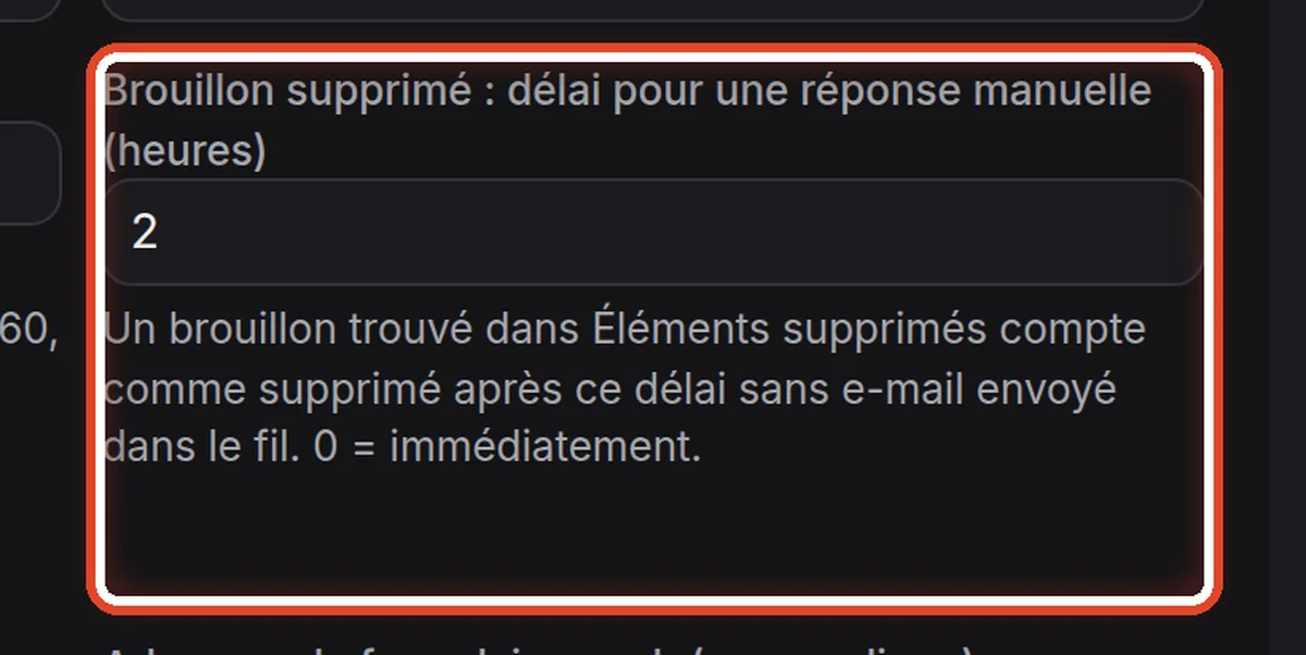 Gros plan – Brouillon supprimé