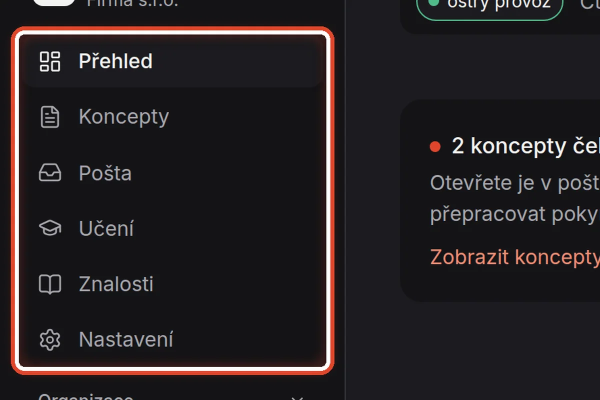 Detail — Šest částí asistenta