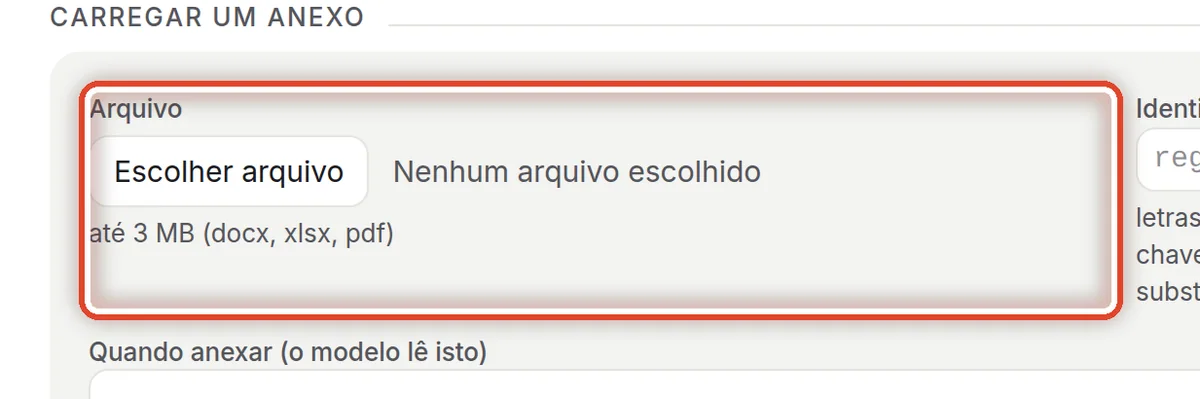 De perto – Carregar um anexo: o arquivo