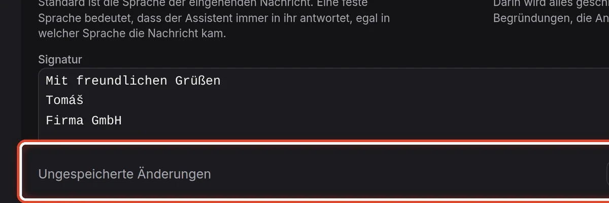Nahaufnahme – Die Änderungen speichern