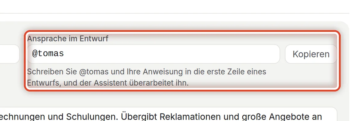 Nahaufnahme – Ansprache im Entwurf