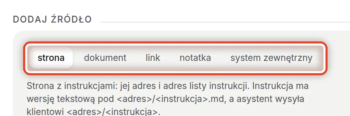 Zbliżenie – Dodaj źródło: rodzaj