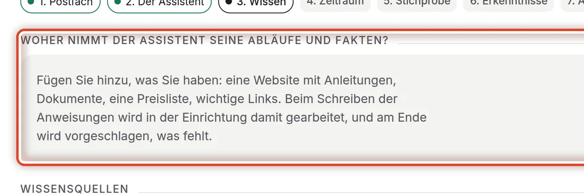Nahaufnahme – Wissensquellen hinzufügen