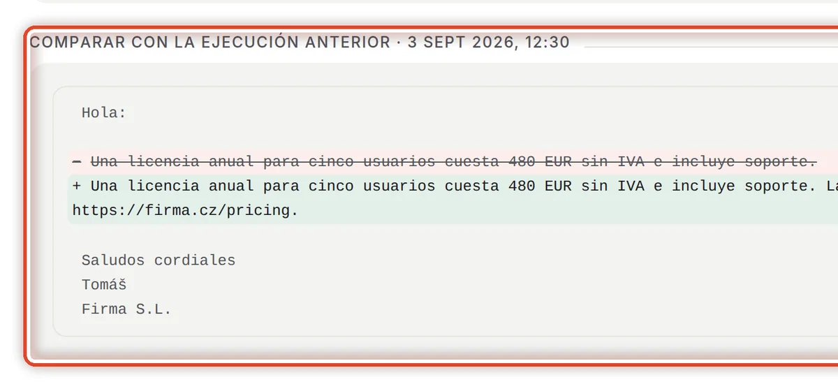 De cerca: Compare con la ejecución anterior