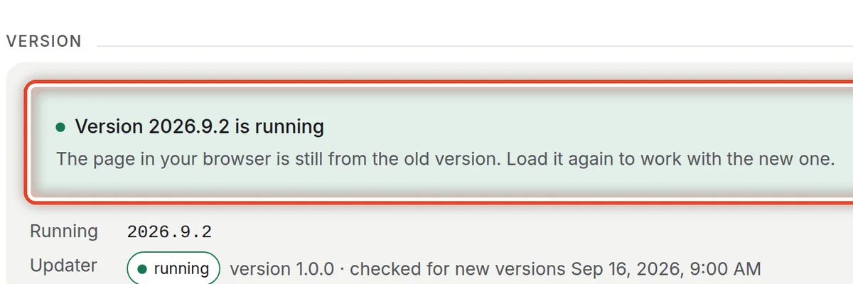 Close up — Load the new version
