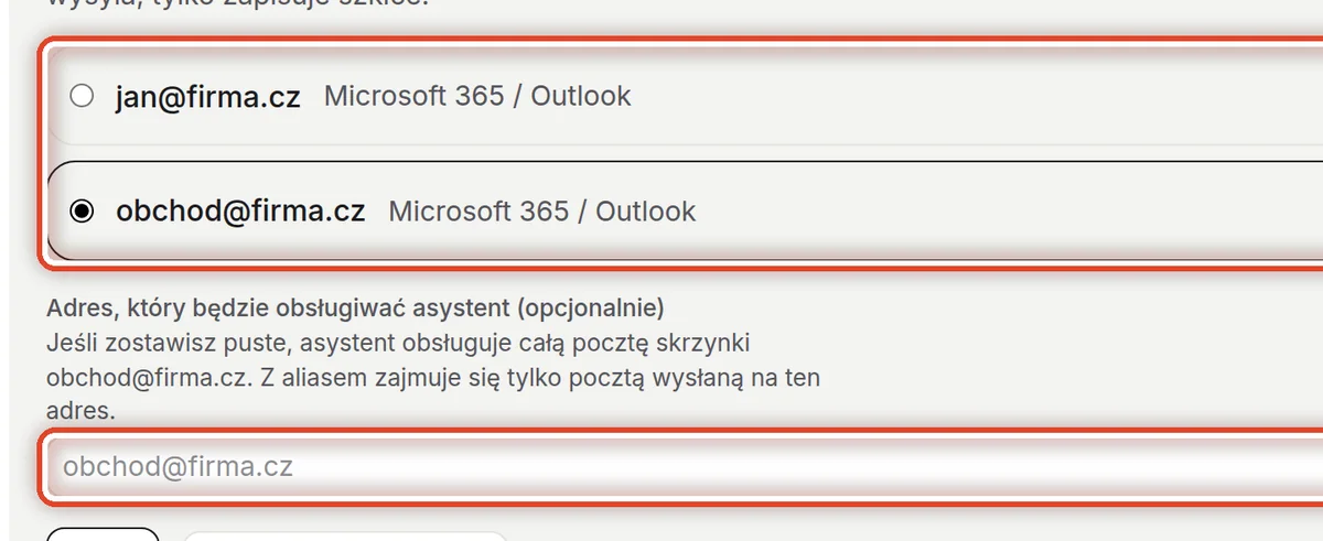 Zbliżenie – Wybierz skrzynkę