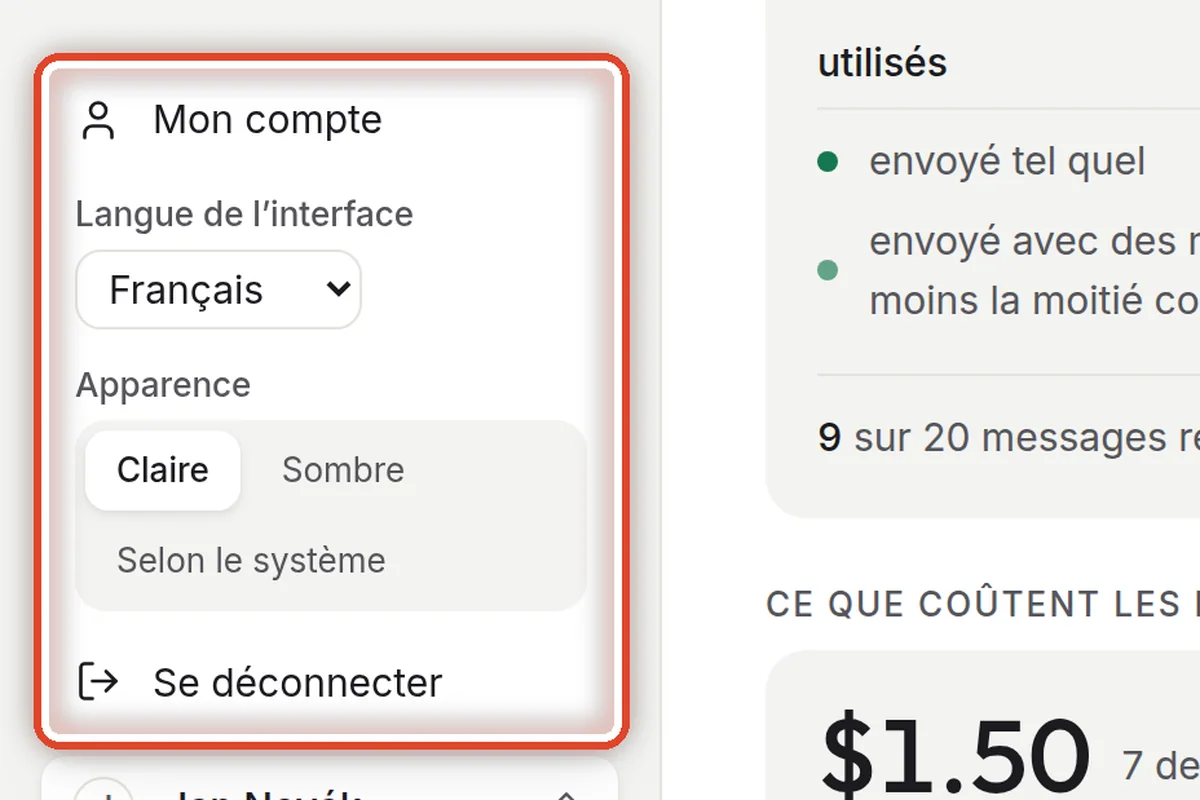Gros plan – Votre compte