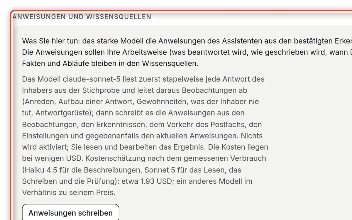 Nahaufnahme – Die Anweisungen schreiben lassen