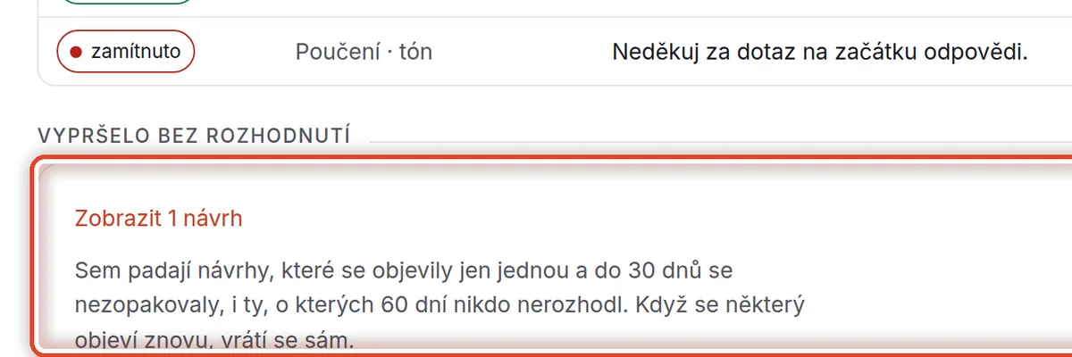 Detail — Vypršelo bez rozhodnutí