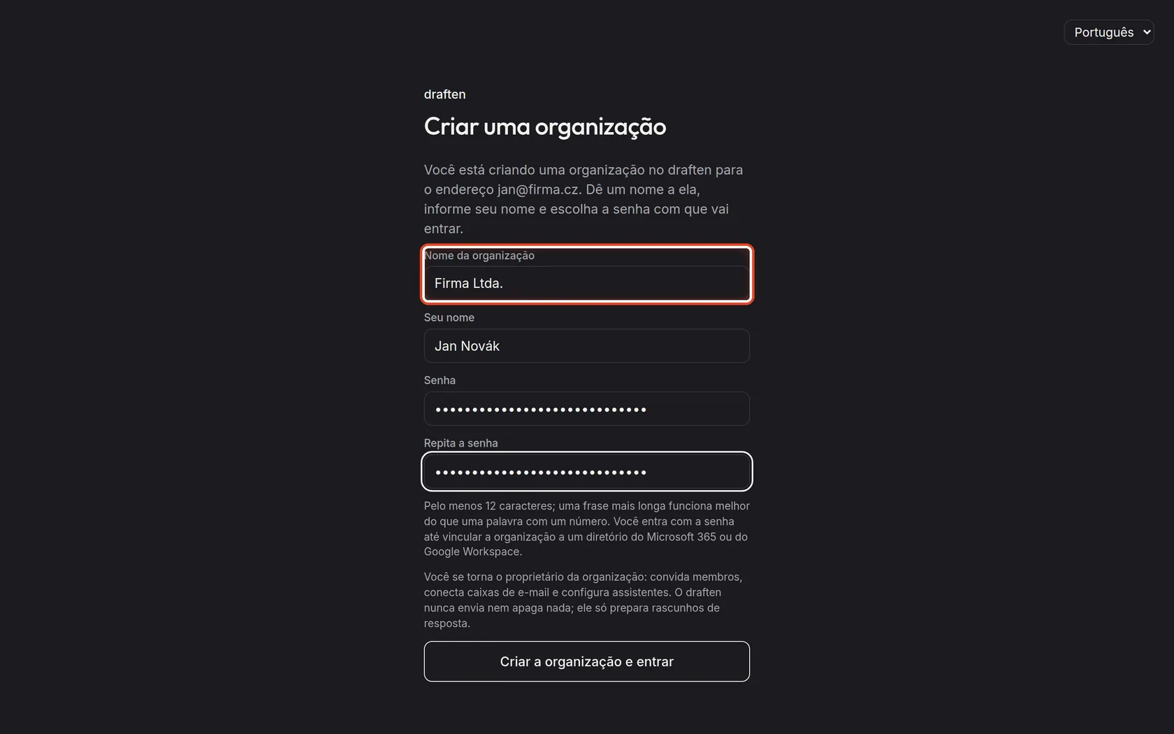 Captura de tela do passo 1