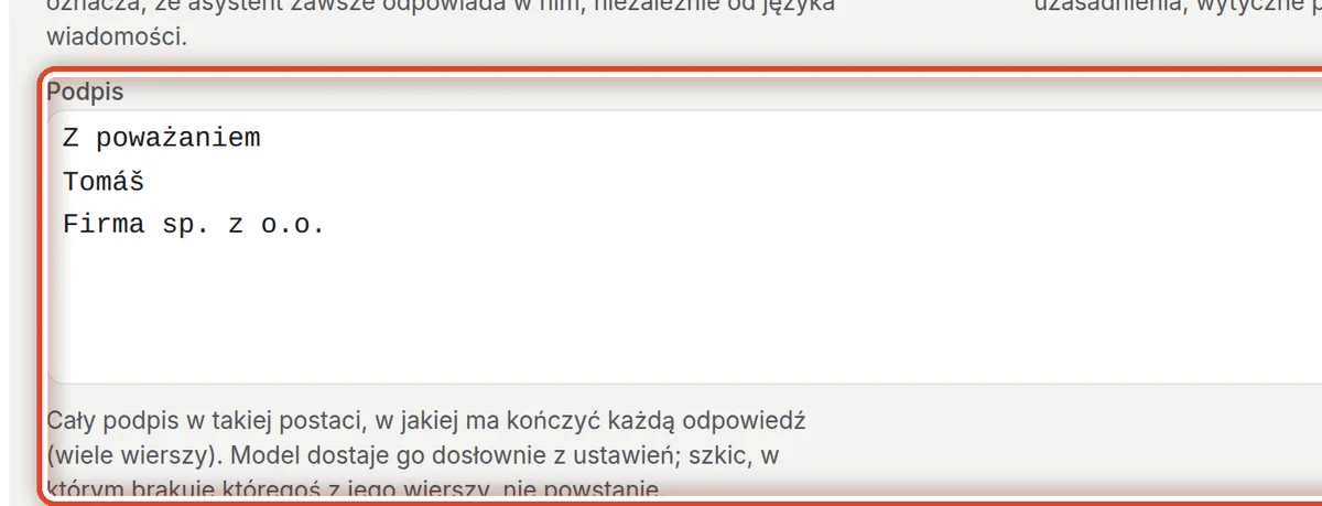Zbliżenie – Podpis