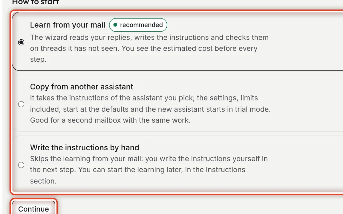 Close up — Choose how to start