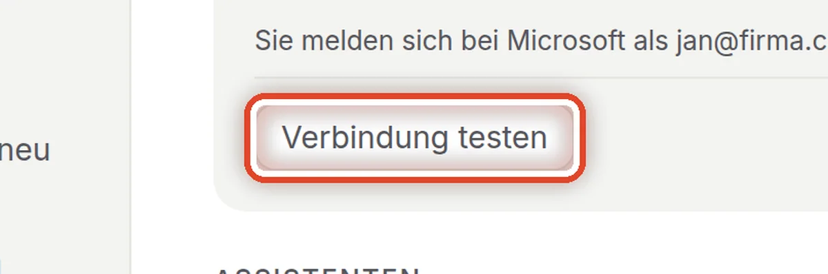 Nahaufnahme – Die Verbindung testen
