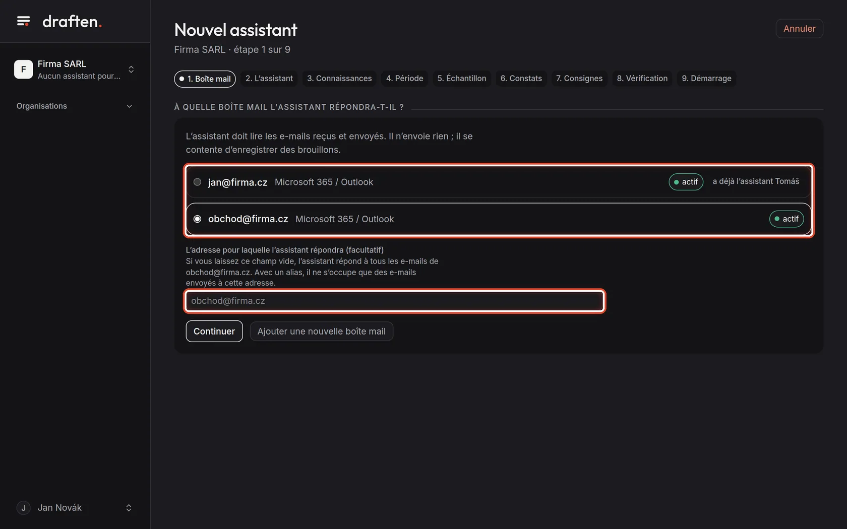 Capture d’écran de l’étape 1
