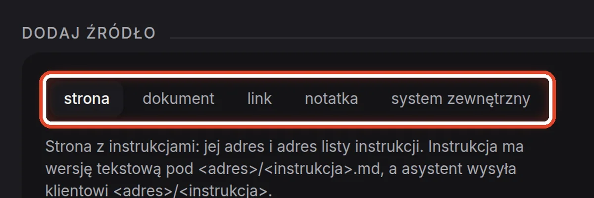 Zbliżenie – Dodaj źródło: rodzaj