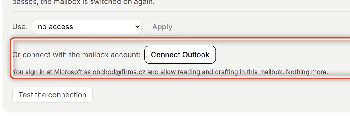 Close up — Or connect with the account