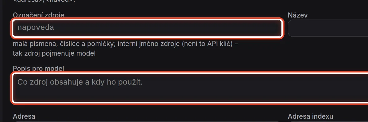Detail — Označení a popis
