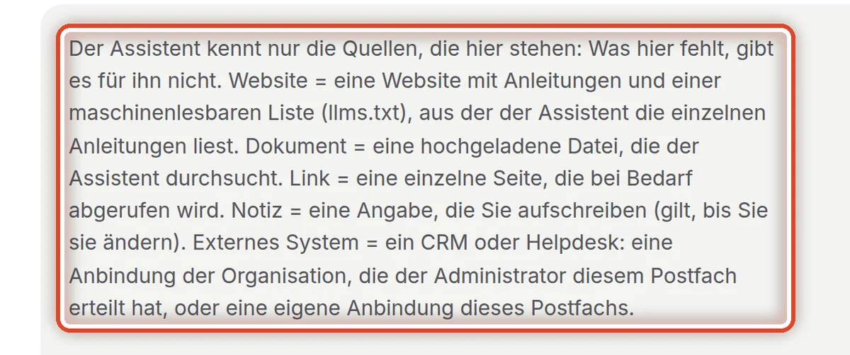 Nahaufnahme – Der Assistent weiß nur, was hier steht