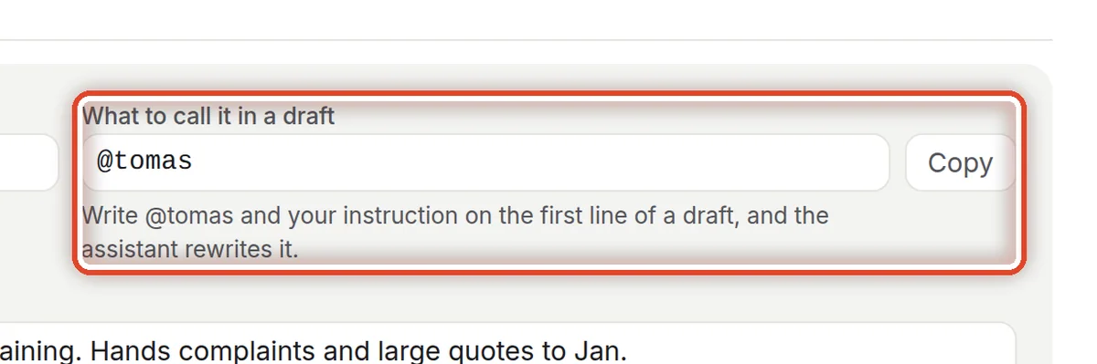 Close up — What to call it in a draft