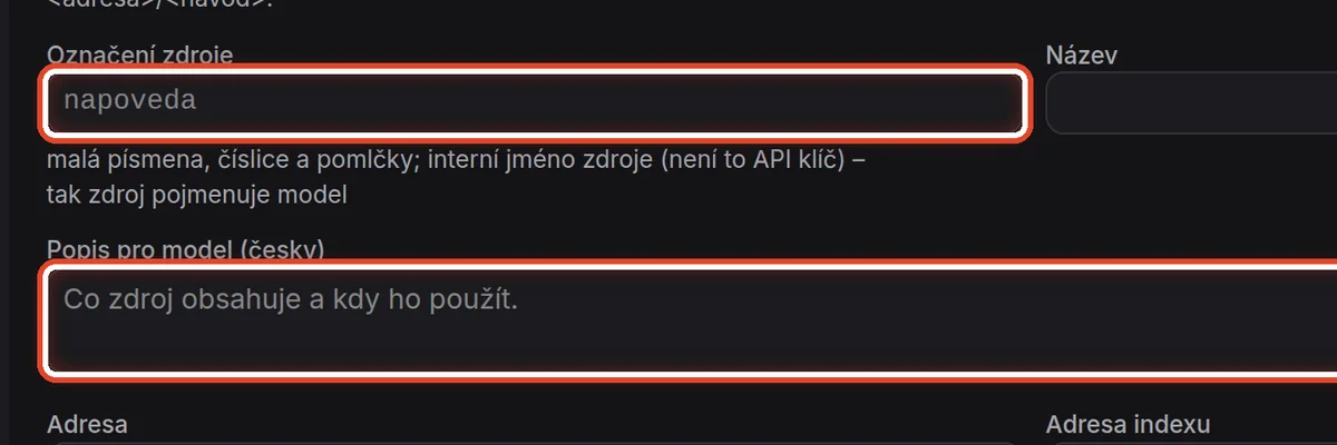 Detail — Označení a popis