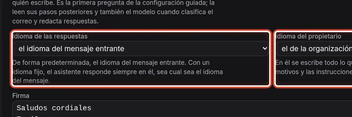 De cerca: Idioma de las respuestas e idioma del propietario