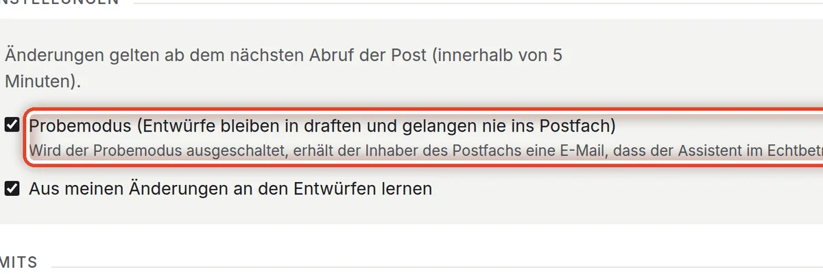 Nahaufnahme – Oder in den Einstellungen