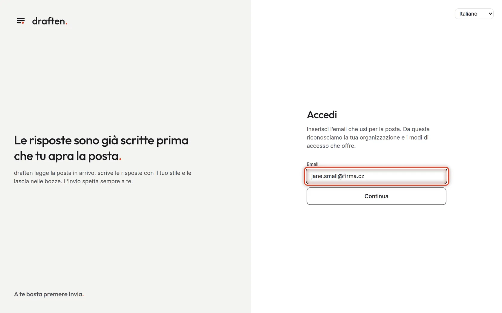 Screenshot del passo 1