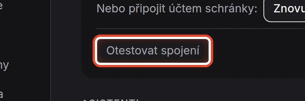 Detail — Otestujte spojení