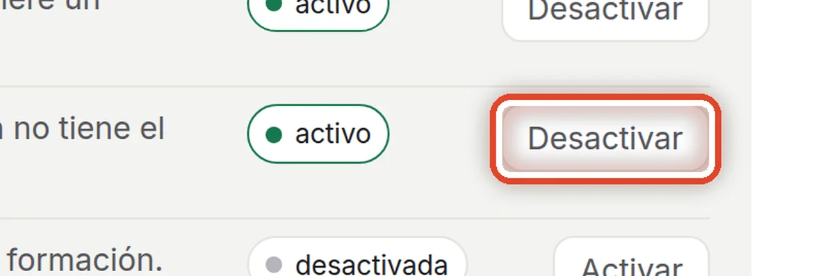 De cerca: Desactivar y activar