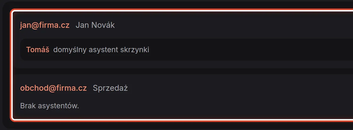 Zbliżenie – Skrzynki organizacji