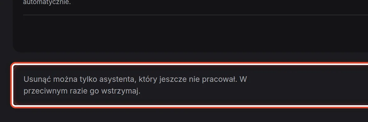 Zbliżenie – Usuń asystenta