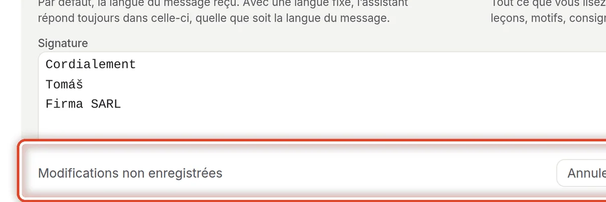 Gros plan – Enregistrer les modifications