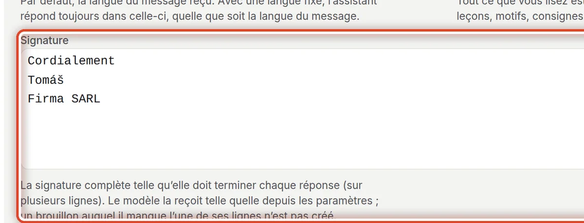 Gros plan – Signature