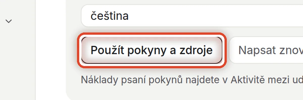 Detail — Použijte nové pokyny