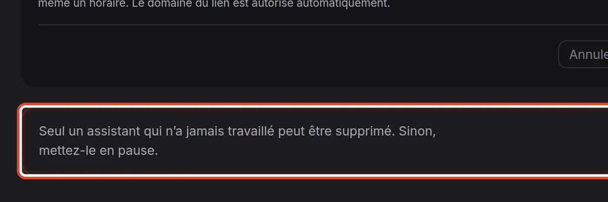 Gros plan – Supprimer l’assistant