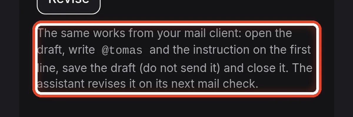 Close up — The same from your mail program