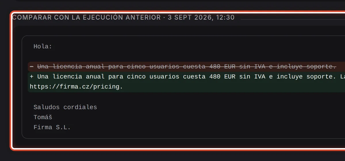 De cerca: Compare con la ejecución anterior