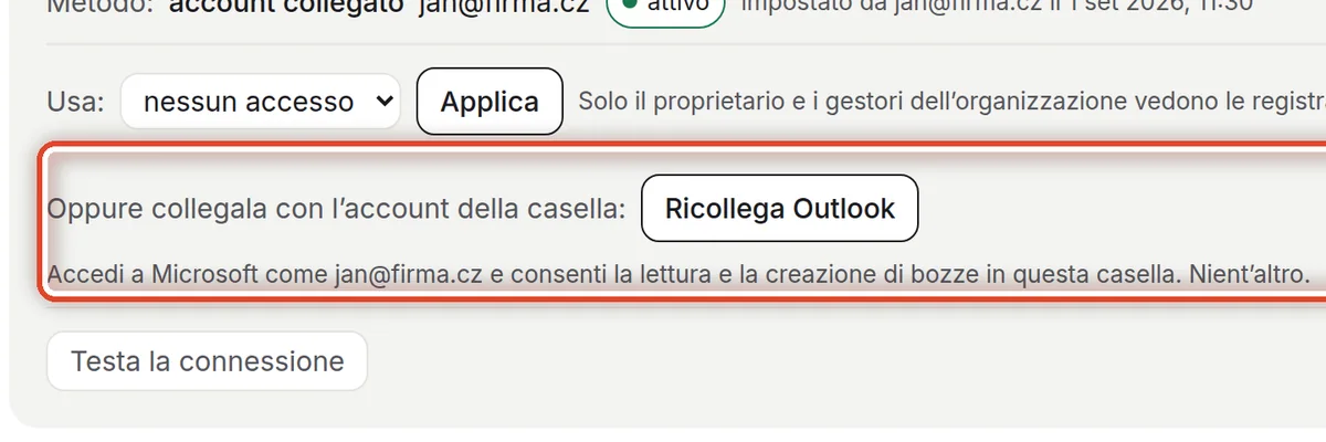 Da vicino – Collegare con l’account della casella