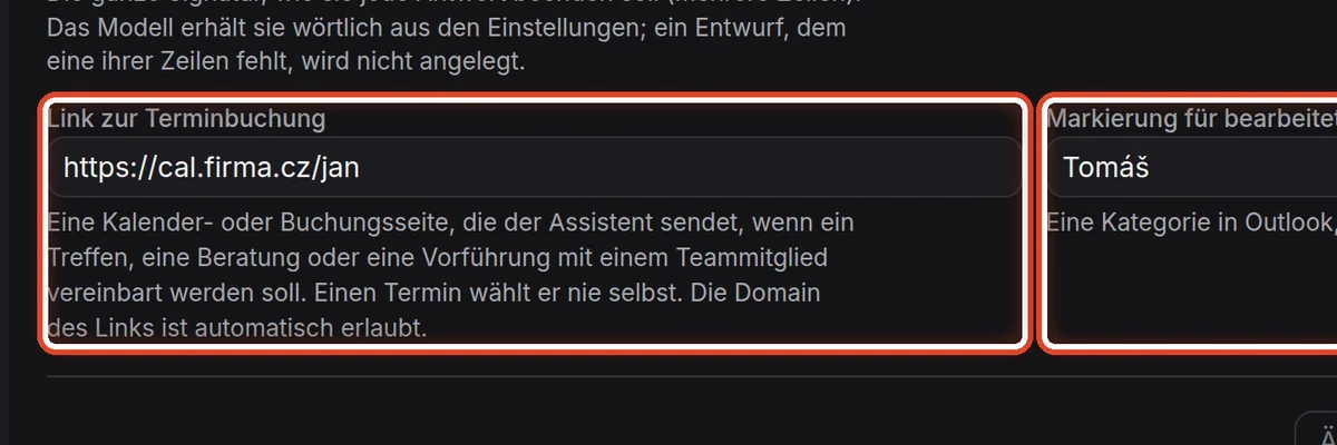 Nahaufnahme – Link zur Terminbuchung und Markierung